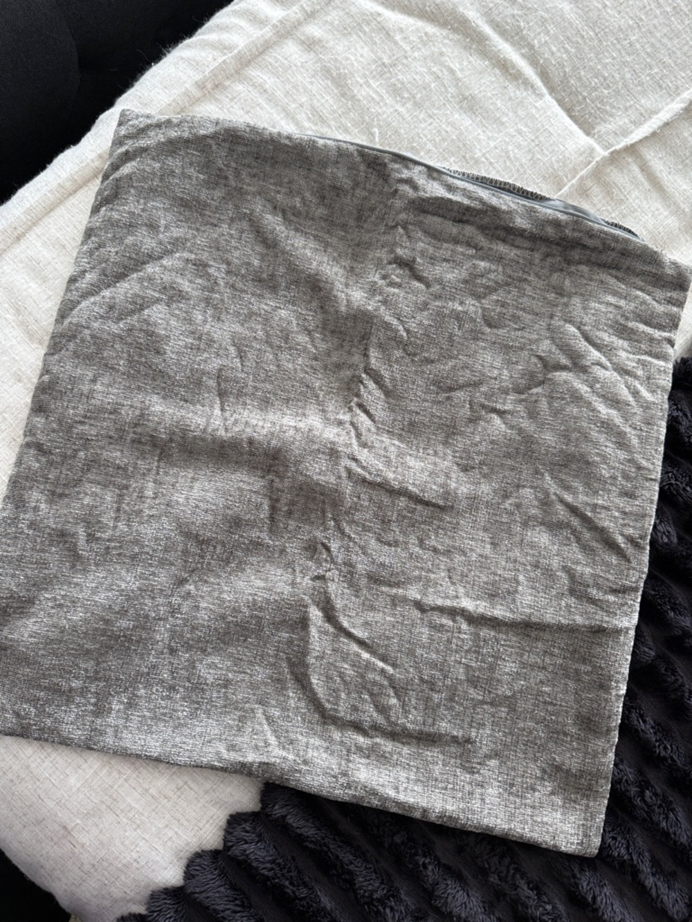 2 Gray Linen Throw Pillow Cover - Modern Home Bedding